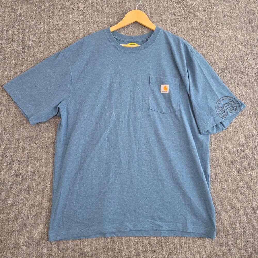 Carhartt Shirt Mens XL Practice Gratitude Distinct Life Blue Graphic Pocket Tee